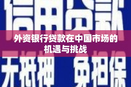 丘北外资银行贷款在中国市场的机遇与挑战