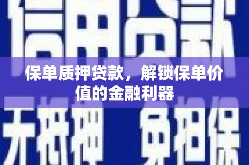 丘北保单质押贷款，解锁保单价值的金融利器